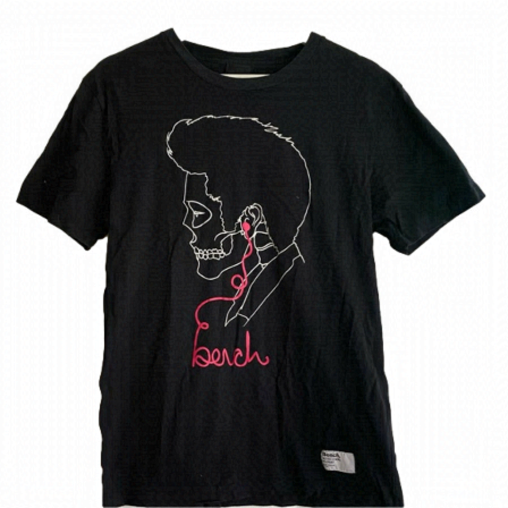 𝅺MEN’S Teen’s Size Medium Bench T-Shirt, Black, EUC